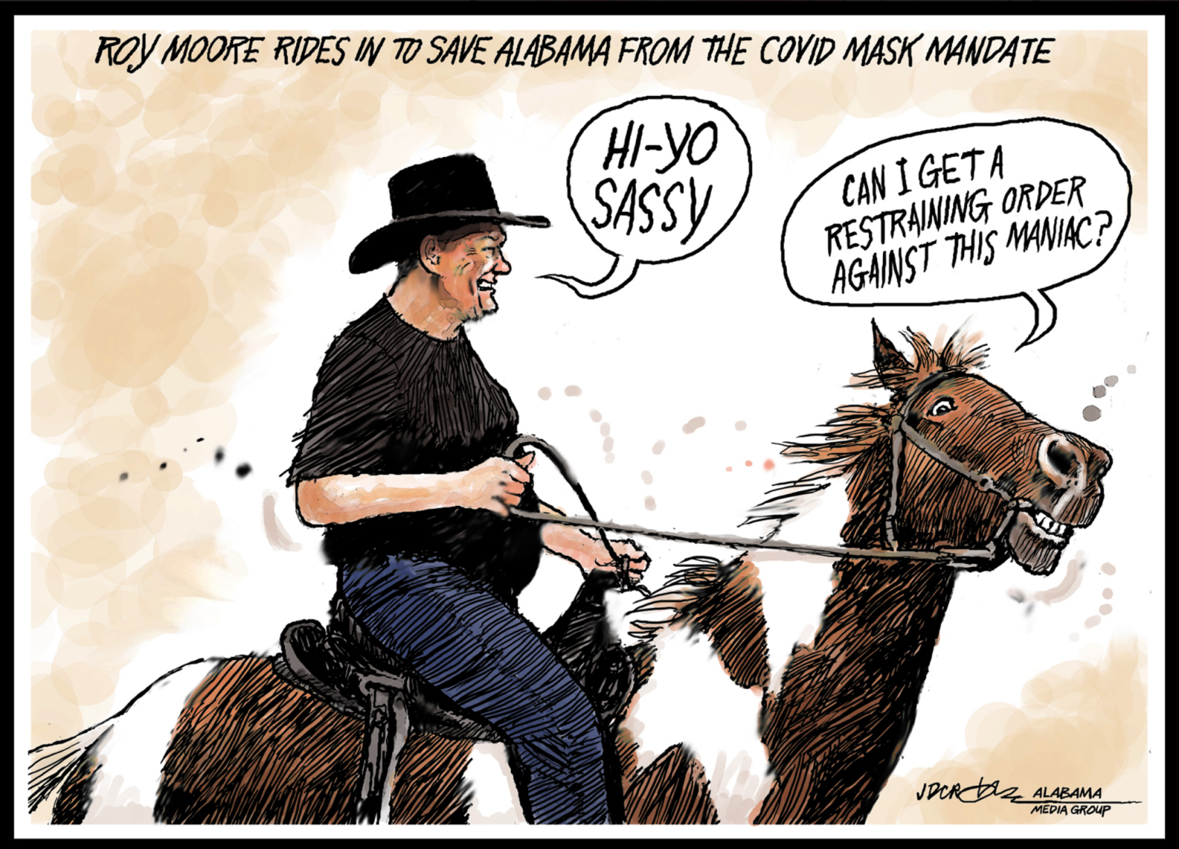 Roy Moore rides in to liberate Alabama from masking order